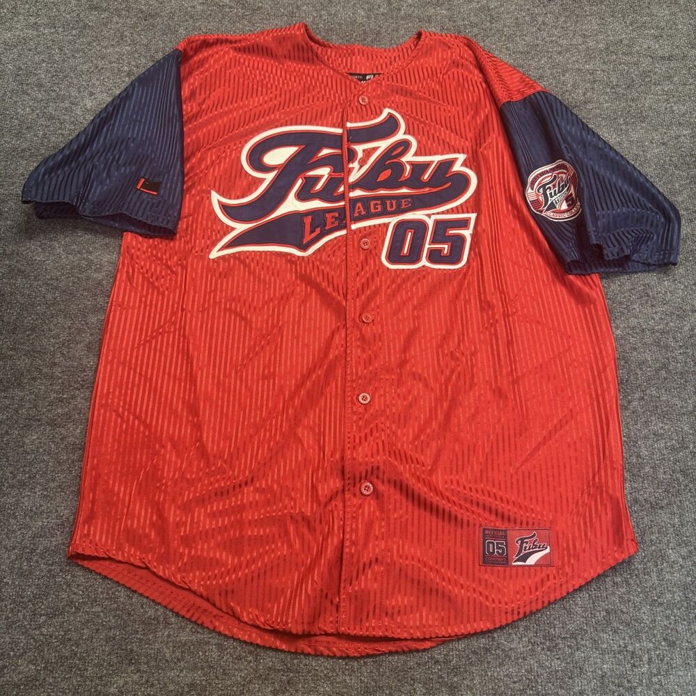 Vintage FUBU Sports The Collection Y2K 05 Baseball Jersey XL Button Front Korea